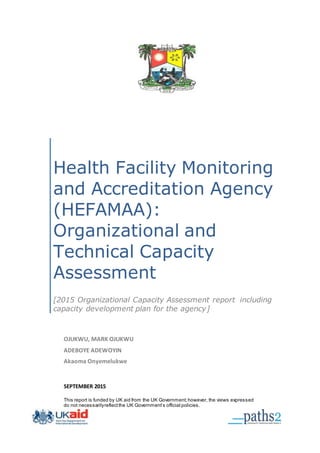 Capacity Accreditation Risk Institutional Capacity Assessment Report For Health Regulatory Agency ...