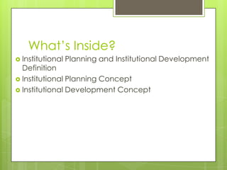 Institutional Development Example Institutional image attained (part 1) | PPTX