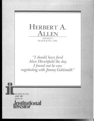 Herbert A. Allen | Institutional Investor