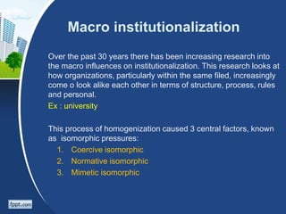 Institutionalization and change | PPTX