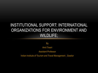 By
Amit Tiwari
Assistant Professor
Indian Institute of Tourism and Travel Management , Gwalior
INSTITUTIONAL SUPPORT: INTERNATIONAL
ORGANIZATIONS FOR ENVIRONMENT AND
WILDLIFE;
 
