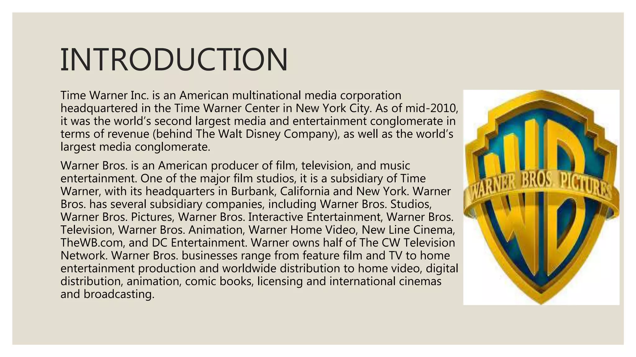 Institution research-Warner brothers by shahrain shah | PPTX