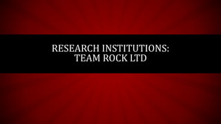 RESEARCH INSTITUTIONS:
TEAM ROCK LTD
 