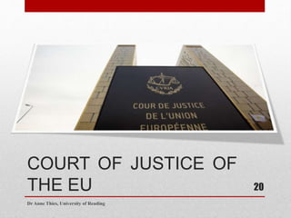 COURT OF JUSTICE OF
THE EU
Dr Anne Thies, University of Reading
20
 