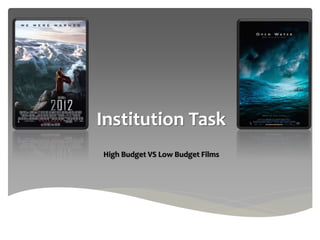 Institution Task 
High Budget VS Low Budget Films 
 