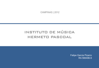 CAMPINAS | 2012




INSTITUTO DE MÚSICA
 HERMETO PASCOAL



                        Felipe Garcia Pizarro
                                RA 566496-9
 
