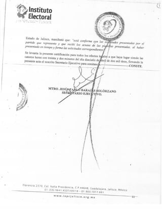 IEPC. Acta Circunstanciada Registro de Candidatos 15/abril/2012