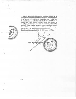 IEPC. Acta Circunstanciada Registro de Candidatos 15/abril/2012