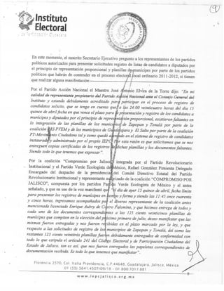 IEPC. Acta Circunstanciada Registro de Candidatos 15/abril/2012