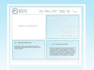 Instituto medico modelo solano - Clinica sanatorio. Muestra su primer sitio web.