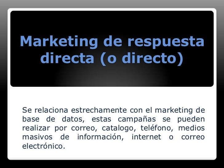 Marketing de base de datos y respuesta directa