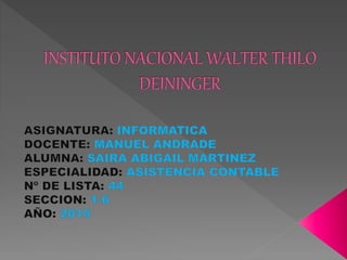 Instituto nacional walter thilo deininger..