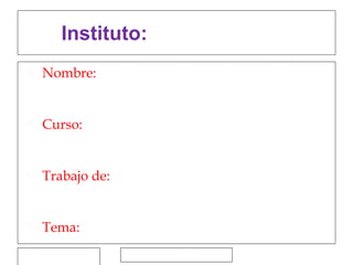 Instituto:  Sudamericano ,[object Object],[object Object],[object Object],[object Object]