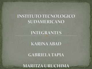 INSTITUTO TECNOLOGICO SUDAMERICANOINTEGRANTESKARINA ABADGABRIELA TAPIAMARITZA URUCHIMA 