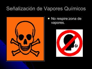 Señalización de Vapores Químicos No respire:zona de vapores. 