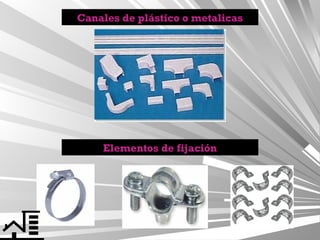 Canales de plástico o metalicas

Elementos de fijación

 
