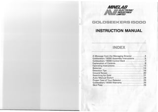 Instruction Manual Minelab Goldseeker 15000 Me