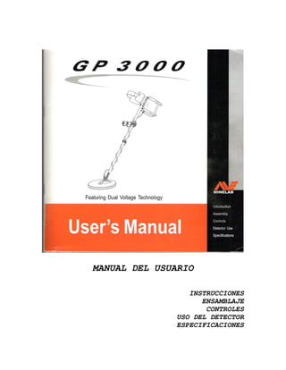 Instruction Manual Minelab GP 3000 Metal Detector Spanish Language