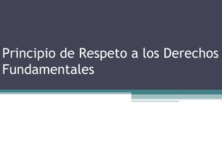 Principio de Respeto a los Derechos
Fundamentales
 
