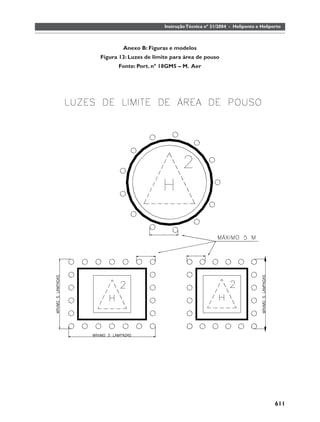 Instrução Técnica nº 31/2004 - Heliponto e Heliporto



                            Anexo B: Figuras e modelos
                 Figura 13: Luzes de limite para área de pouso
                          Fonte: Port. nº 18GM5 – M. Aer




A NE X O C : Ta b e l a de dim e ns i on a me n to d e e x t in t or e s em hel i po n to s .




   F on te
   Fonte : I nst ru Á„o T Ècnic a n∫ 21 ñ S istemas de Pro te Áo por Exti nto res
              st ru o      cn i c n∫         s t em a    ote „o        ti n to r e s




                                                                                                611
 