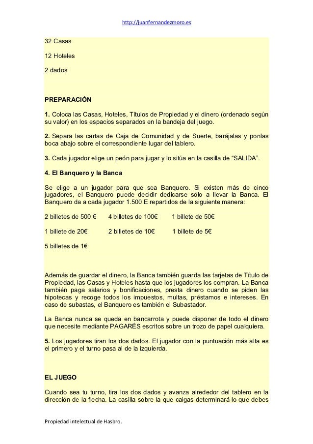 Instrucciones Reglas O Normas Del Monopoly Standard