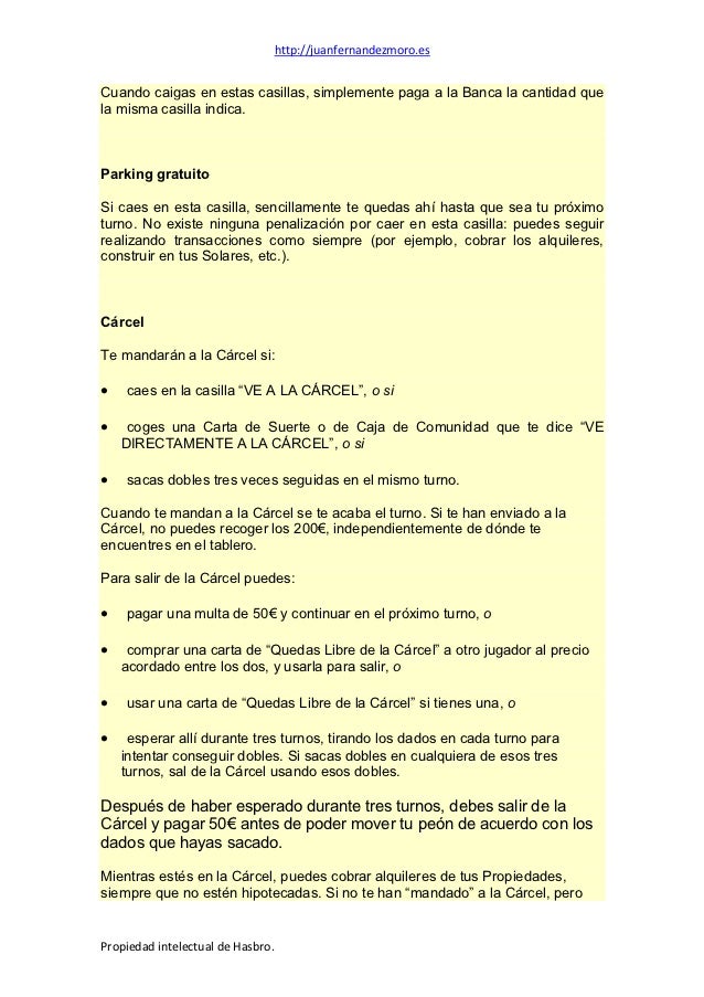 Instrucciones reglas o normas del monopoly standard