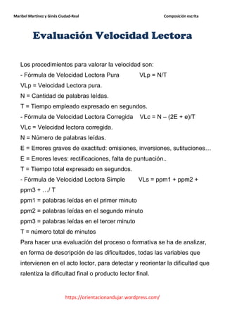 Vlp Formula Instrucciones velocidad-lectora-y-evaluacion | PDF