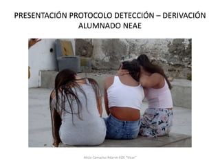 PRESENTACIÓN PROTOCOLO DETECCIÓN – DERIVACIÓN
ALUMNADO NEAE
Alicia Camacho Adarve-EOE “Vícar"
 