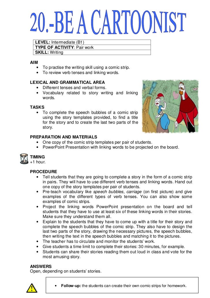 Be a Cartoonist Teacher's Worksheet