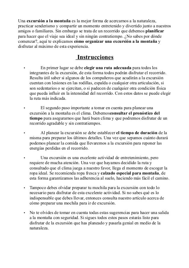 Instrucciones de viaje a la montaña