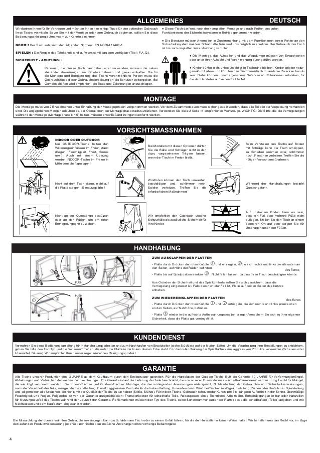 Instrucciones Montaje Mesa De Ping Pong Cornilleau 200 S Outdoor