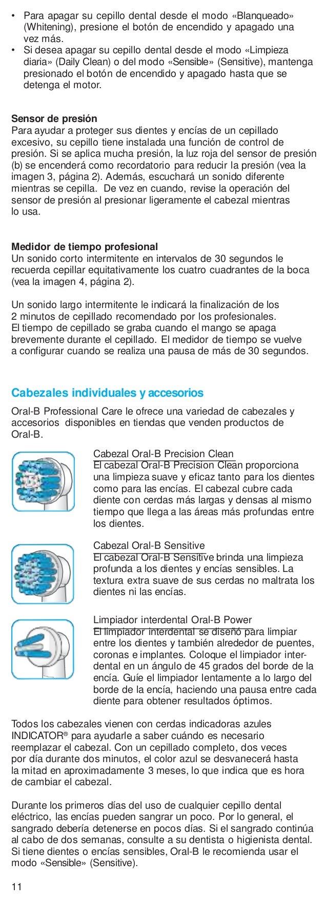 Instrucciones oral b professional care 3000