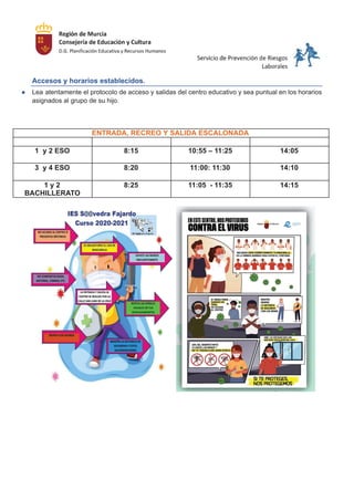 Instrucciones padres Plan de Contingencia