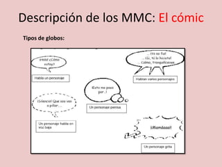 Tipos de globos:
Descripción de los MMC: El cómic
 