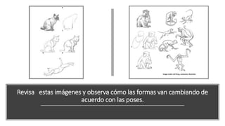 Revisa estas imágenes y observa cómo las formas van cambiando de
acuerdo con las poses.
 