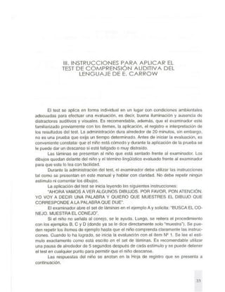 Instrucciones (tecal). Teste para la comprensión auditiva del lenguaje