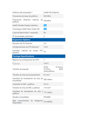 Instrucciones y registros del procesador core i5-450m | PDF