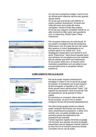 Instruccions per escriure en un bloc | PDF