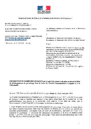 Instruction DGEFP du 13 août 2015 relative à la mise en oeuvre du Plan de développement du parrainage dans le cadre du Comité Interministériel à l'Egalité et à la Citoyenneté 