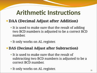 Instruction Set of 8086 with examples & description | PPTX