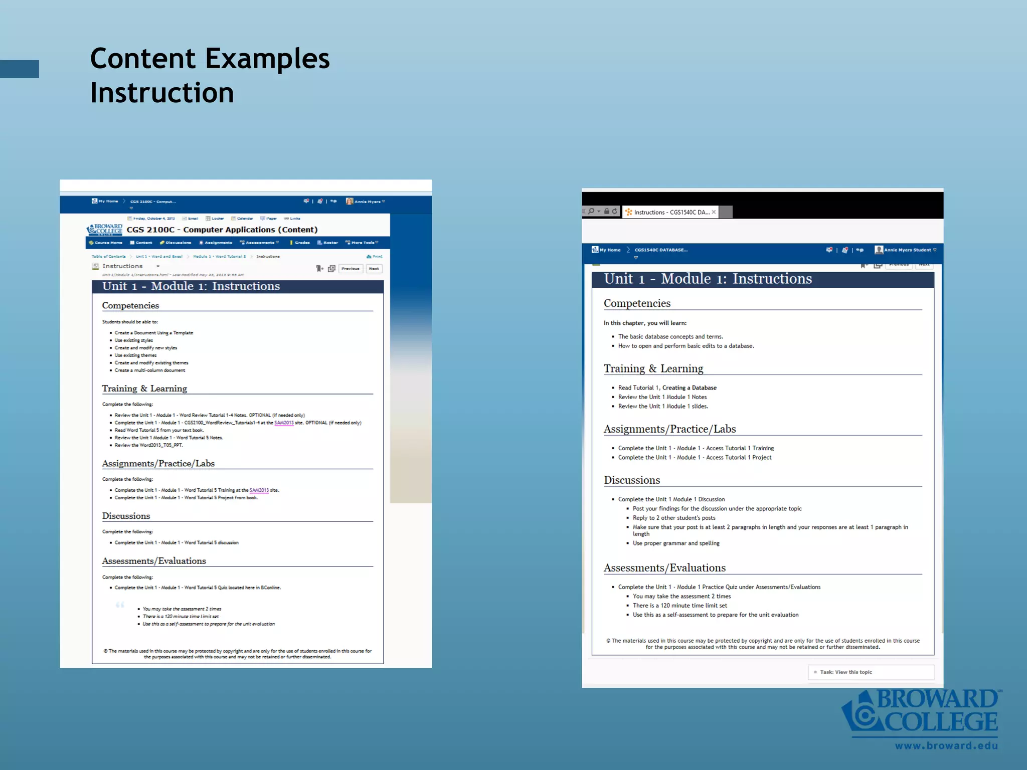 Content Examples
Instruction
 