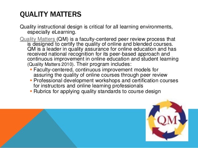 Quality Matters Standards For Online Course Design Quality Matters Standards For Online Course Design