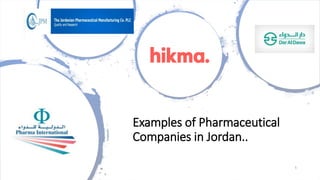 Examples of Pharmaceutical
Companies in Jordan..
5
 