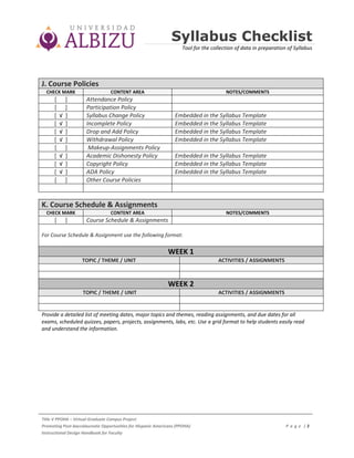 Guidelines Syllabus Instructional design handbook compact | PDF