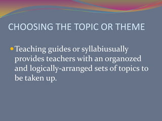 Formalizing Units and Making Lesson Plans