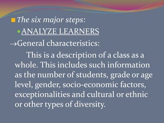 What is Assure Model?A procedural guide for planning and delivering instruction that integrates technology and media into the teaching process.A systematic approach to writing lesson plans.