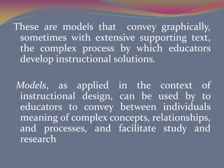 These are models that  convey graphically, sometimes with extensive supporting text, the complex process by which educator...