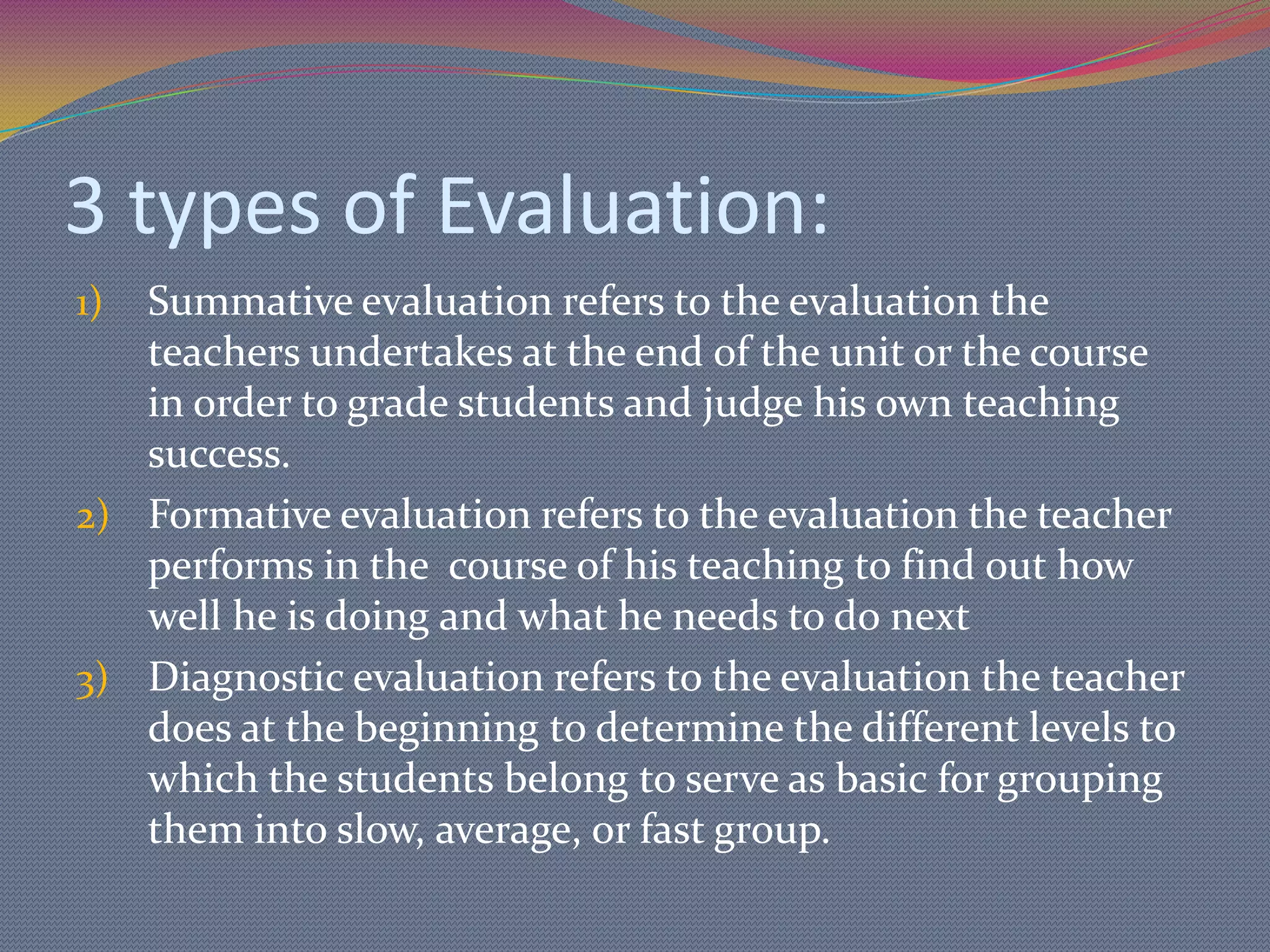 		Extrinsic Motivation refers to conditions that impels an individual to accomplish a task because of rewards available in the environment.Establishing Appropriate Goals – Students should be made to see both their long-term goals (provides the over-all direction to their behavior) and short-term goals (responsible for stimulating students everyday).Keeping up the Pace of the Class – Making students participate their own learning and helping in their learning can be a good source of motivation. Provide challenging yet not discouraging tasks, these will make the students work harder.Creating a Receptive Mood – tuning the mind sets of the students through intriguing questions.