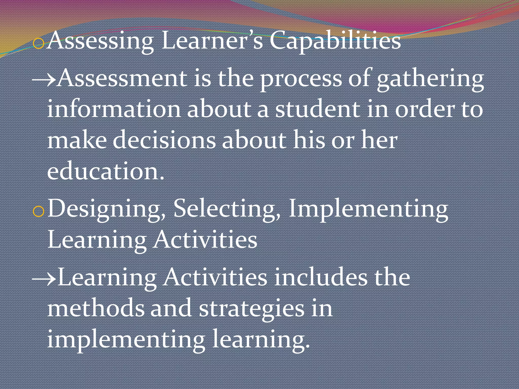 B. MODELS FOR FACILITATING LEARNING