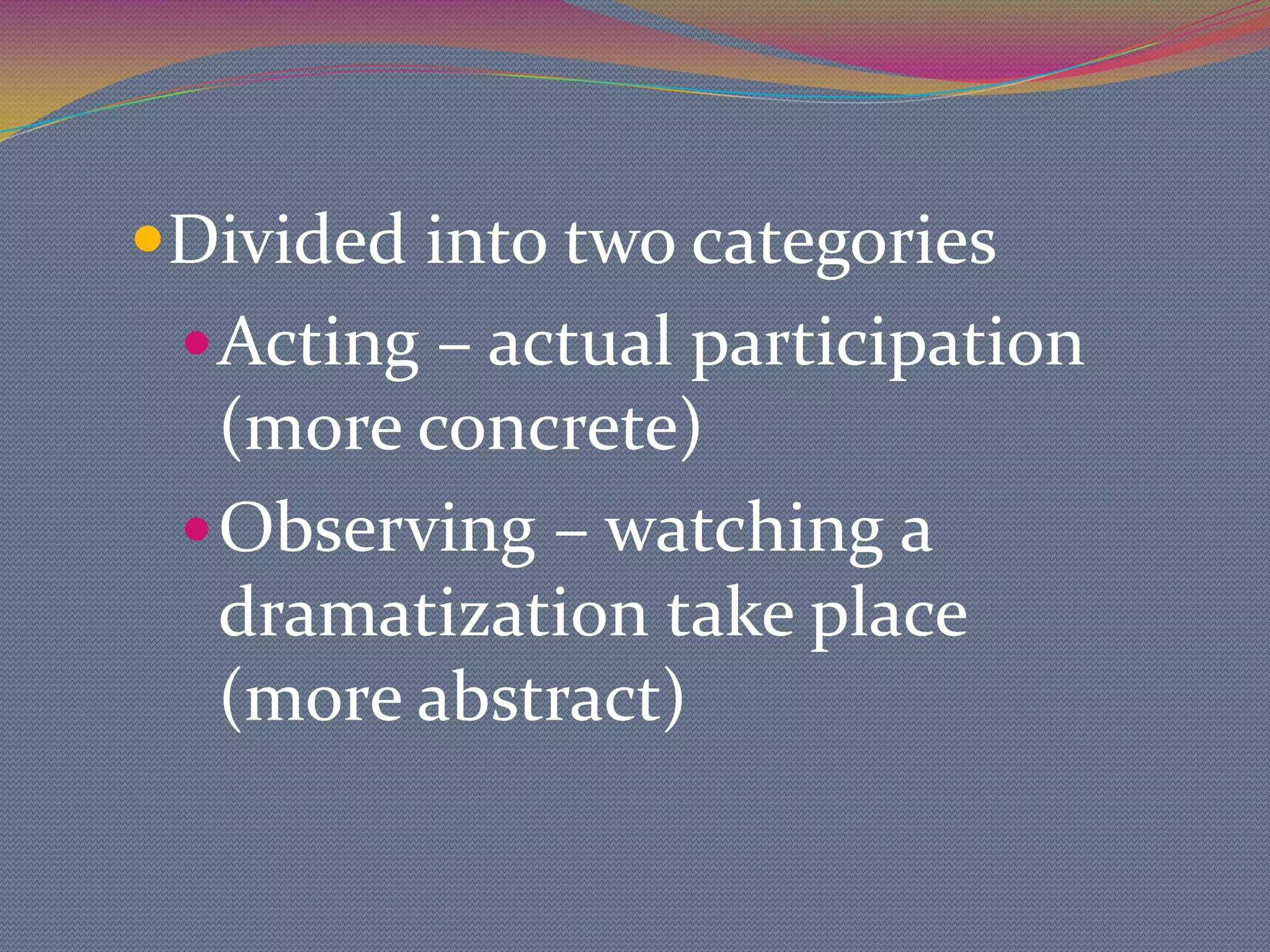 May lead to a more useful way of thinking about audio visual materials and their application in the classroom